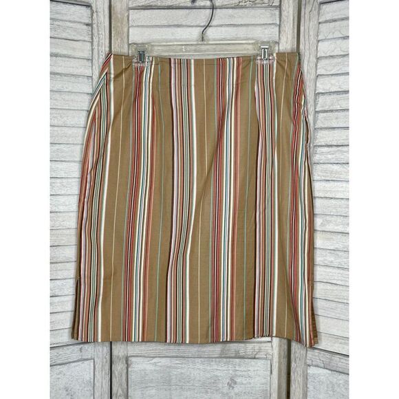 Liz Claiborne Lizsport Tan Striped Skirt Size 12 - Picture 1 of 6